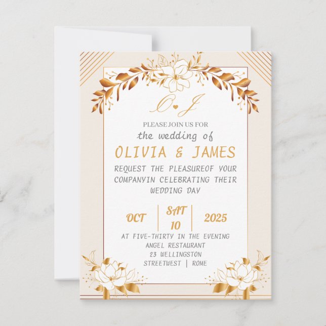 Elegant Customizable Wedding Invitation Card (Framsida)