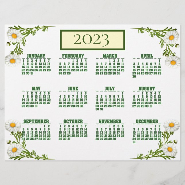 Elegant Cut Daisies 2023 Kalendrar Flyer (Framsidan)