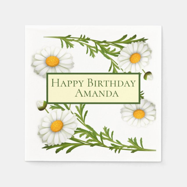 Elegant Cut Daisies Pappersservett (Framsidan)