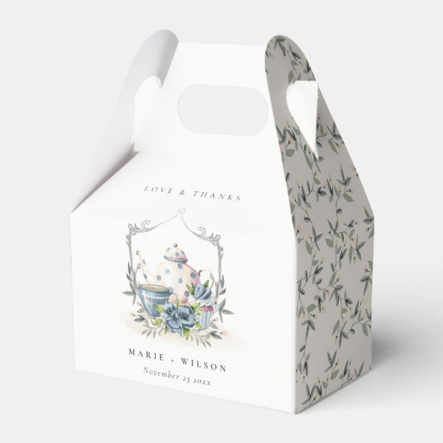 Elegant Cute Aqua Blue blommigt Tekanna Kopp Bröll Presentaskar (Framsidan Sidan)