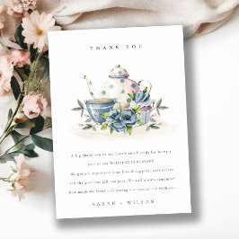 Elegant Cute Aqua Blue Blommigt Tekanna Kopp Bröll Tack Kort