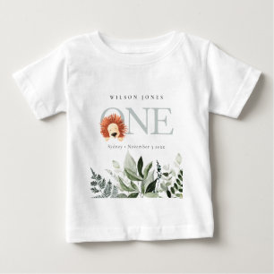 Elegant Cute Boho Lejon Foliage 1:a födelsedag T Shirt