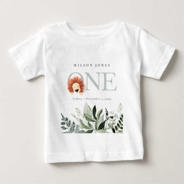 Elegant Cute Boho Lejon Foliage 1:a födelsedag T Shirt (Framsida)