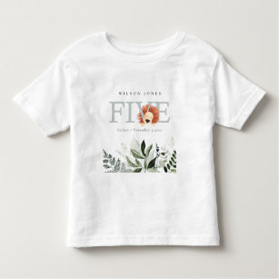 Elegant Cute Boho Lejon Foliage 5th Femte födelsed T Shirt
