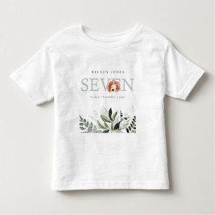 Elegant Cute Boho Lejon Foliage 7:e Sju födelsedag T Shirt