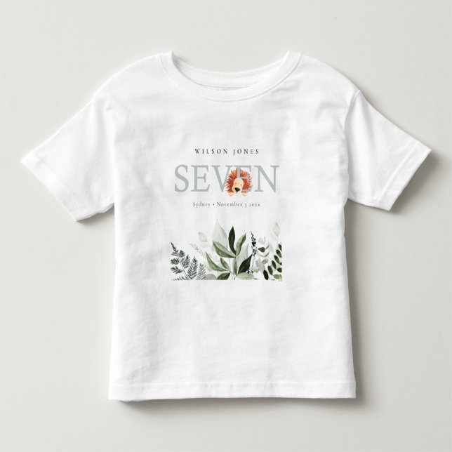 Elegant Cute Boho Lejon Foliage 7:e Sju födelsedag T Shirt (Framsida)