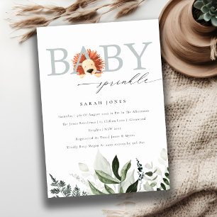 Elegant Cute Boho Lejon Foliage Baby Sprinkle Inbjudningar