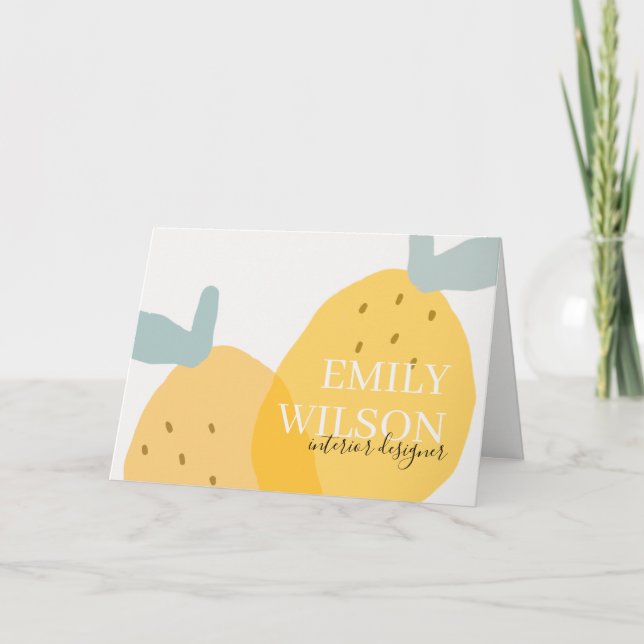 Elegant Cute Bright Gult Lemon Fruktig Citrus Tack Kort (Framsida)