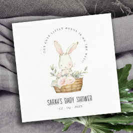 Elegant Cute Bunny i Blommigt Basket Baby Shower Pappersservett