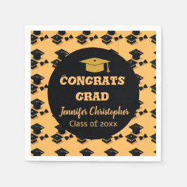 Elegant Cute Classic Black & Gult Studenten Pappersservett