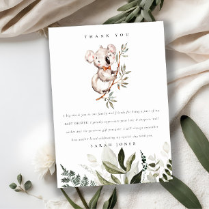 Elegant Cute Cudely Koala Foliage Baby Shower Tack Kort