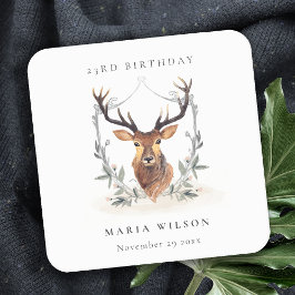 Elegant Cute Dusky Hjort Blommigt vid alla åldrar Underlägg Papper Kvadrat
