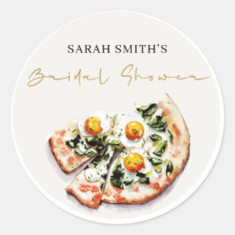 Elegant Cute Egg Basil Pizza Möhippa Party Runt Klistermärke