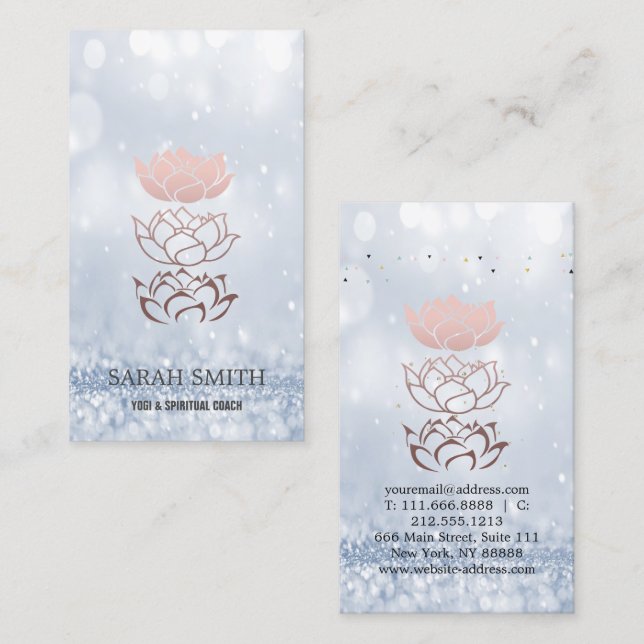 Elegant Cute Elegant Bokeh Diamonds Lotus Visitkort (Fram/baksida)