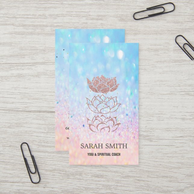 Elegant Cute Elegant Bokeh Diamonds Lotus Visitkort (Fram/Back In Situ)