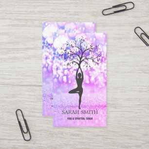 Elegant Cute Elegant Bokeh Diamonds Yoga Visitkort