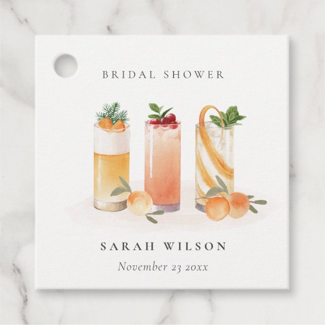 Elegant Cute Frukt Cocktail Orange Möhippa Gåvor Etiketter (Framsida)