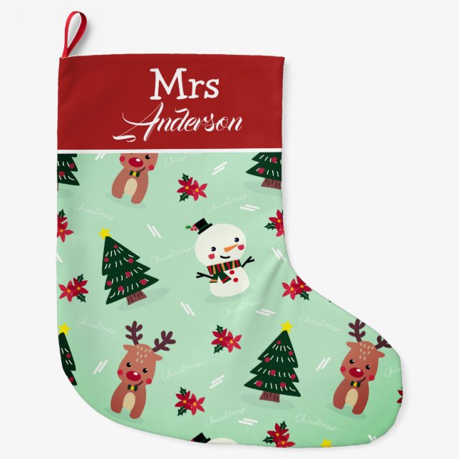 Elegant Cute God jul Mr. och Mrs. Stor Julstrumpa (Framsidan)