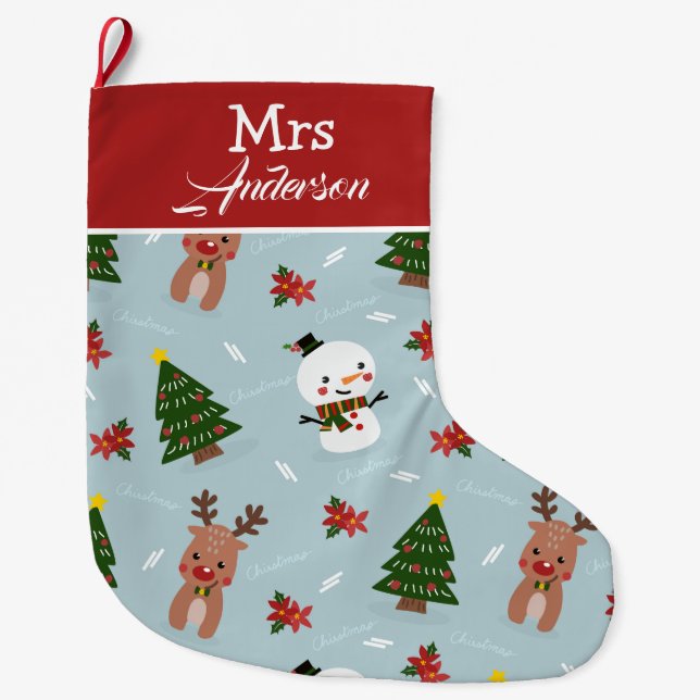 Elegant Cute God jul Mr. och Mrs. Stor Julstrumpa (Framsidan)