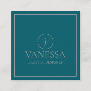 Elegant Cute Grönt Modern Monogram-Anpassningsbar Fyrkantigt Visitkort