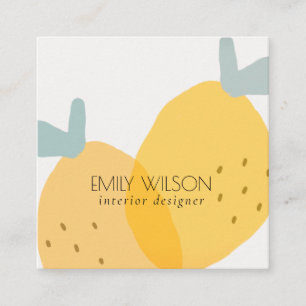 Elegant Cute Gult Lemon Fruktig Citrus Bright Fyrkantigt Visitkort