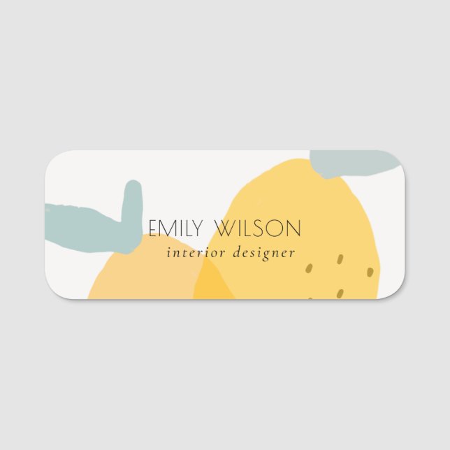 Elegant Cute Gult Lemon Fruktig Citrus Bright Namnbricka (Framsida)