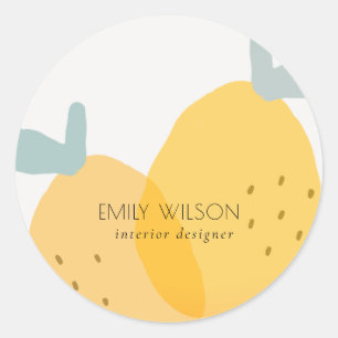 Elegant Cute Gult Lemon Fruktig Citrus Bright Runt Klistermärke