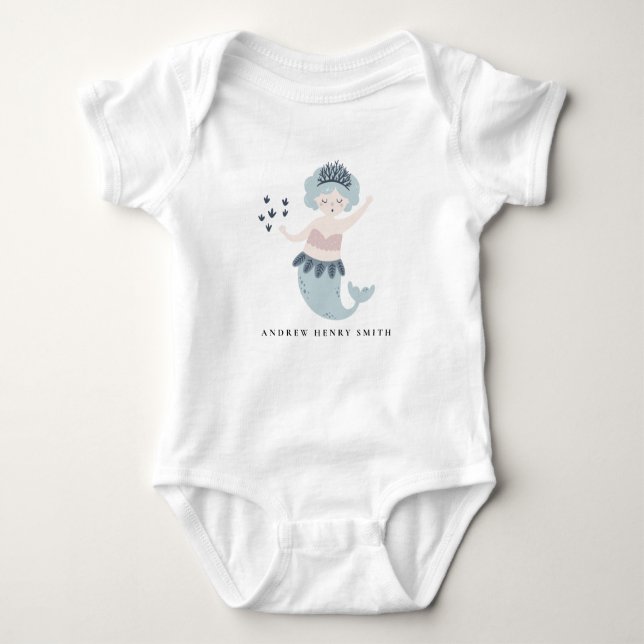 ELEGANT CUTE KIDS ROSA BLUE  LITE SJÖJUNGFRU T SHIRT (Framsida)