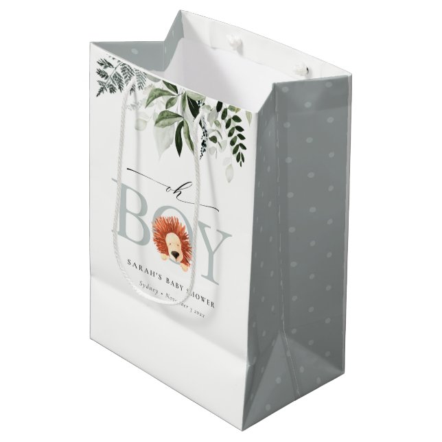 Elegant Cute Lejon Foliage Oh Boy Baby Shower (Framsidan Vinklad)