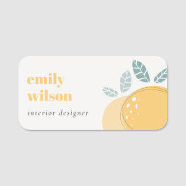 Elegant Cute Lemon Abstrakt Bold Fruktig Citrus Namnbricka