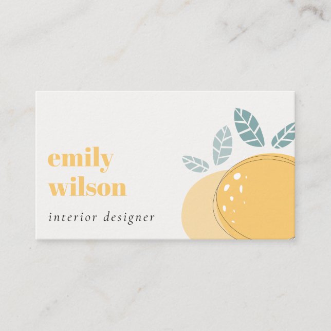 Elegant Cute Lemon Abstrakt Bold Fruktig Citrus Visitkort (Framsida)