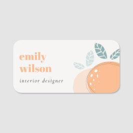 Elegant Cute Orange Abstrakt Bold Fruktig Citrus Namnbricka