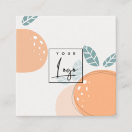 Elegant Cute Orange Abstrakt Fruktig Citrus Logoty Fyrkantigt Visitkort