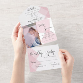 Elegant Cute Pastel Rosa Monogram Photo Bröllop