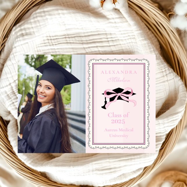 Elegant Cute Photo Rosa Coquette Bow Studenten Meddelande (Skapare uppladdad)