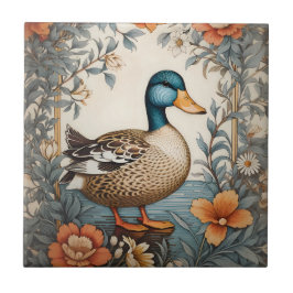 Elegant Cute Plump Anka Vintage Blommigt Kakelplatta
