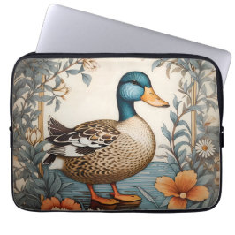 Elegant Cute Plump Anka Vintage Blommigt Laptop Fodral