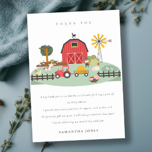 Elegant Cute Red Barnyard Farm Animal Baby Shower Tack Kort