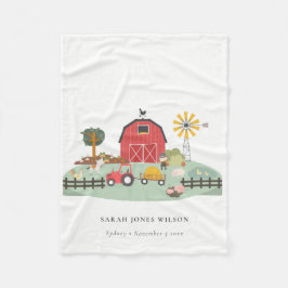 Elegant Cute Red Grönt Barnyard Farm Animal Kids Fleecefilt