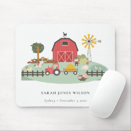 Elegant Cute Red Grönt Barnyard Farm Animal Kids Musmatta
