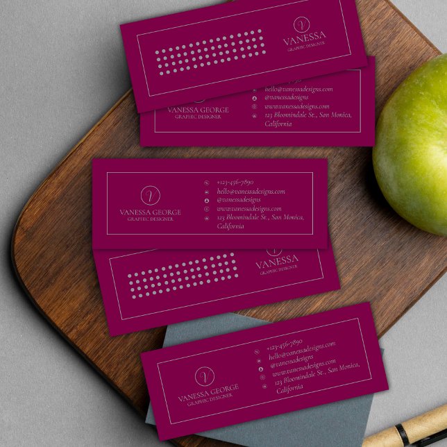 Elegant Cute Red Modern Monogram-Anpassningsbar Mini Visitkort (Elegant Cute Red Modern Monogram Custom Mini Business Card)