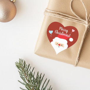 Elegant Cute Red Nose Jultomten Glad helg Hjärtformat Klistermärke