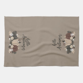Elegant Cute Retro Autumn Black Pumpkins-Flowers Kökshandduk