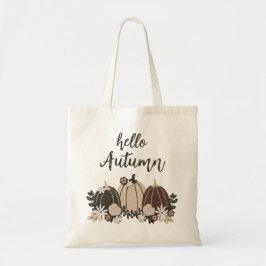 Elegant Cute Retro Autumn Black Pumpkins-Flowers Tygkasse