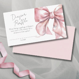 Elegant Cute Rosa Bow Baby Shower Raffle Tilläggskort
