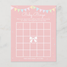 Elegant Cute Rosa Bow Girl Baby Shower Bingo Game