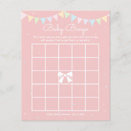 Elegant Cute Rosa Bow Girl Baby Shower Bingo Game