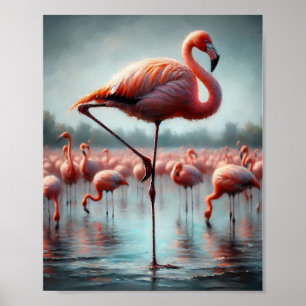 Elegant, Cute rosa Flamingo wall deco Poster