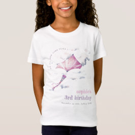 Elegant Cute Rosa Flies Kite Himlar Clouds Birday T Shirt