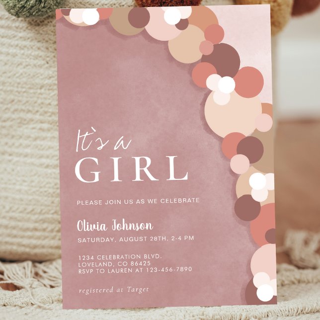 Elegant Cute Rosa Girl Baby Shower Inbjudningar (Skapare uppladdad)